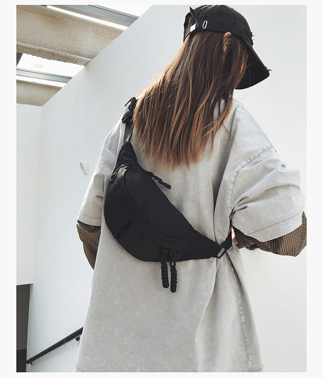 2025Summer New Simple Versatile Large Capacity Canvas Underarm Bag for Outings and Commutes, Niche Design Solid Color Chest Bag