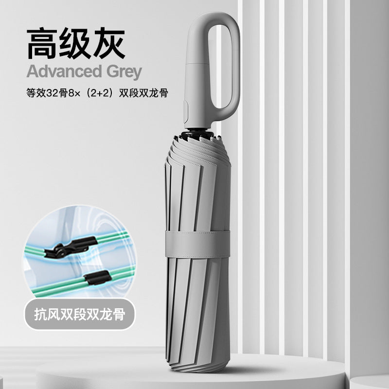 72Fully Automatic Ring Buckle Umbrella Portable Large Custom Wholesale Men's Hook Folding Dual-use for Sun and Rain Women's Special