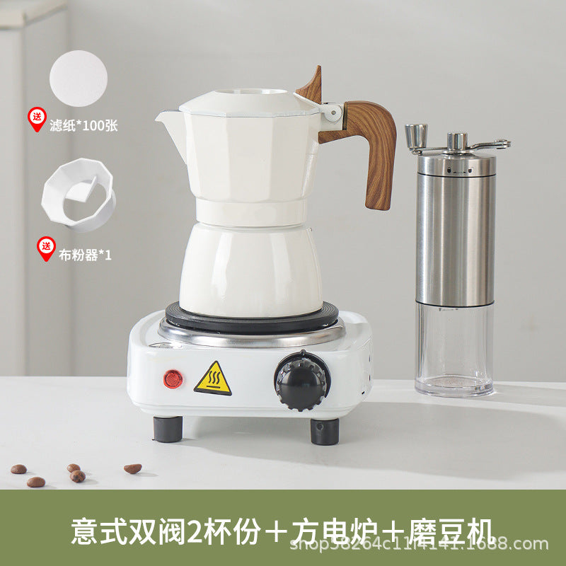 Moka Pot Home Use Small Coffee Pot Coffee Brewing Set Double Valve Hand Brew Pot Espresso Extraction Italian Coffee Machine