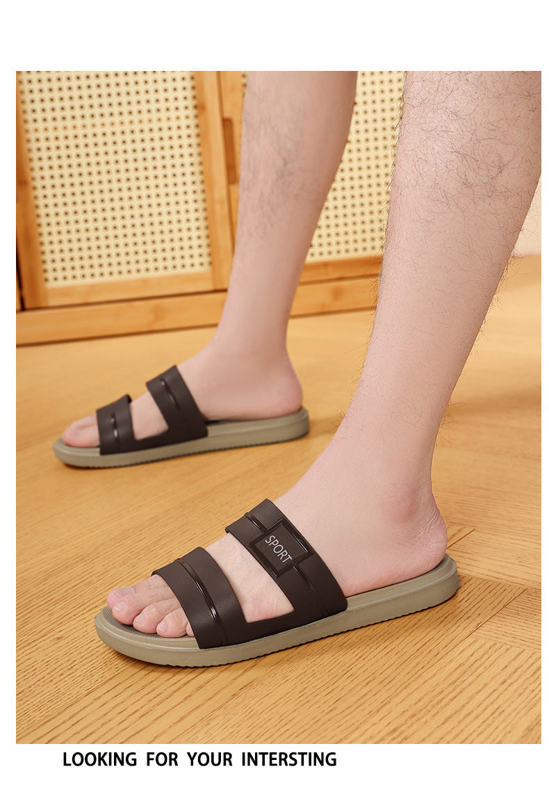 Summer New Style One-Word Slippers Bathroom Non-Slip High-End Indoor Home Outdoor Fashion Casual Swimming Beach Men