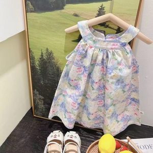 Girls' Summer Dress2024New Baby Girl Vest Dress Toddler Summer Floral Dress Children's Princess Dress