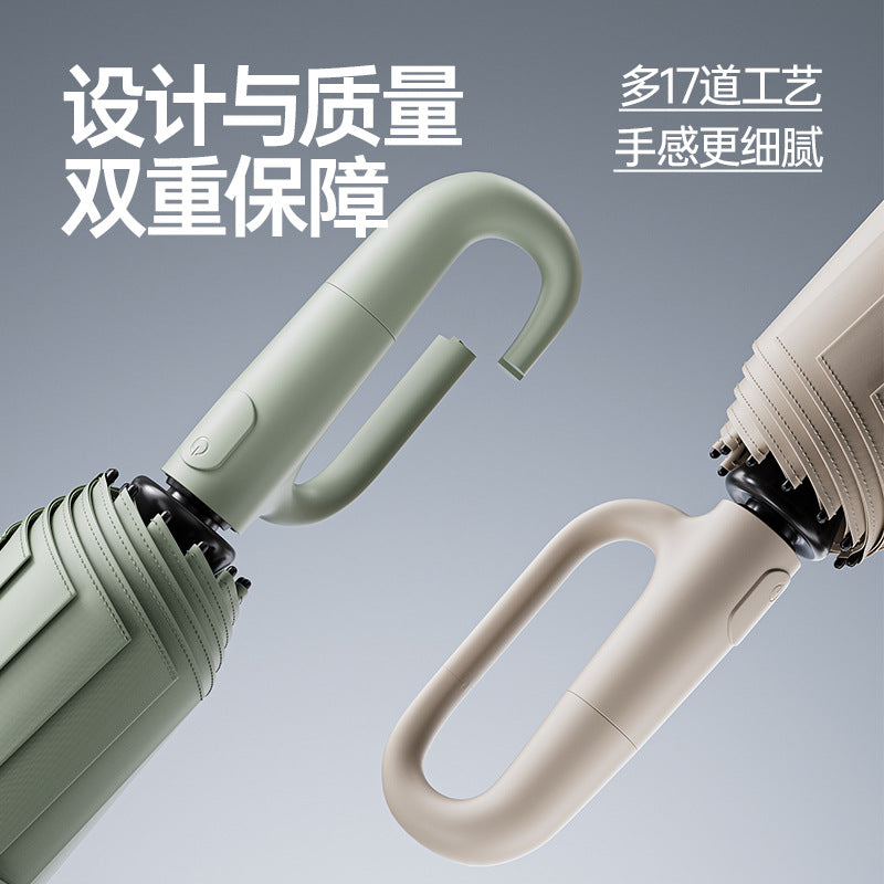 72Fully Automatic Ring Buckle Umbrella Portable Large Custom Wholesale Men's Hook Folding Dual-use for Sun and Rain Women's Special
