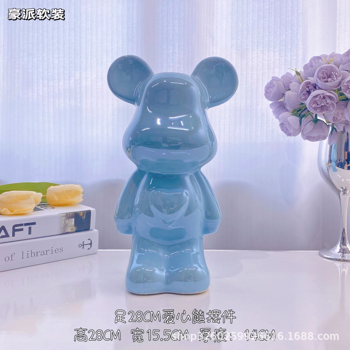 Chinese Style Violent Bear Ornament High-end Ceramic Living Room Entrance TV Cabinet Wine Cabinet Money Box Home Decoration Gift