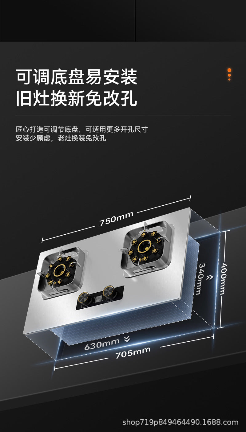 German Brand Gas Stove Double Burner Household Natural Gas Liquefied Gas High Flame Stove Nine-Cavity Direct Injection Stainless Steel New Model