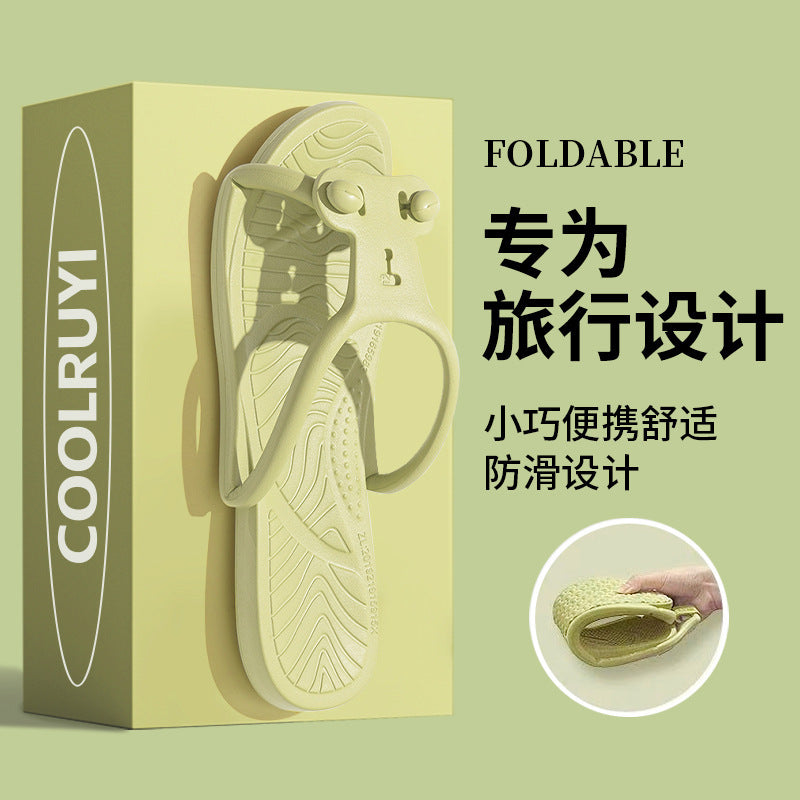 Foldable Travel Slippers for Women, Hotel Business Trip, Home Bathroom, Couple's One-Word Slippers, Portable Travel Slippers for Men