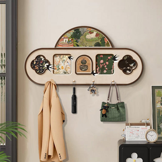 BE-054Vintage Style Pegboard Entryway Clothes Rack Door Hook Storage Rack Entrance Key Organizer Hanging Picture