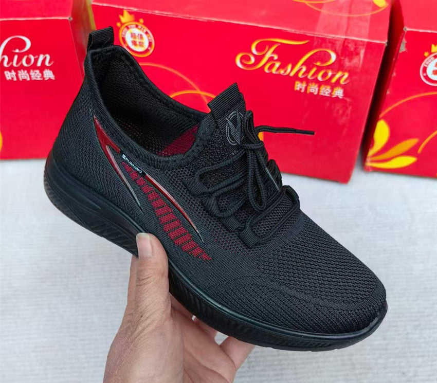 Spring Summer Women's Cloth Shoes Single Layer Fly Weave Slip-On Polyurethane Sole Breathable Flat Casual Women's Shoes