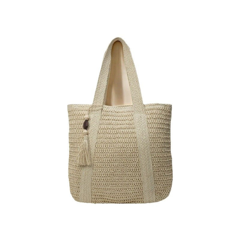 Cross-Border Hot-Selling Women's Bag Simple Large Capacity Lightweight Woven Bucket Beach Bag Trendy Straw New Handheld Shoulder Bag