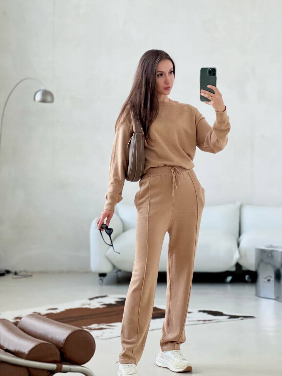 2025Autumn and Winter New ins Women's Loose Round Neck Sweater Set with Carrot Pants European and American Knitted Sets