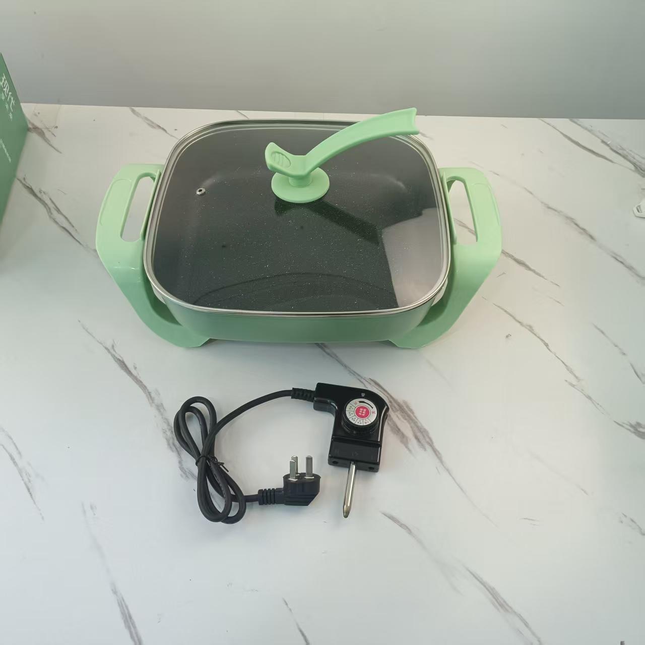 Household Square Pot Multi-Functional Cooking Pot Large Capacity Gift Electric Cooking Pot Electric Hot Pot Electric Heating Pot Can Support Foreign Trade