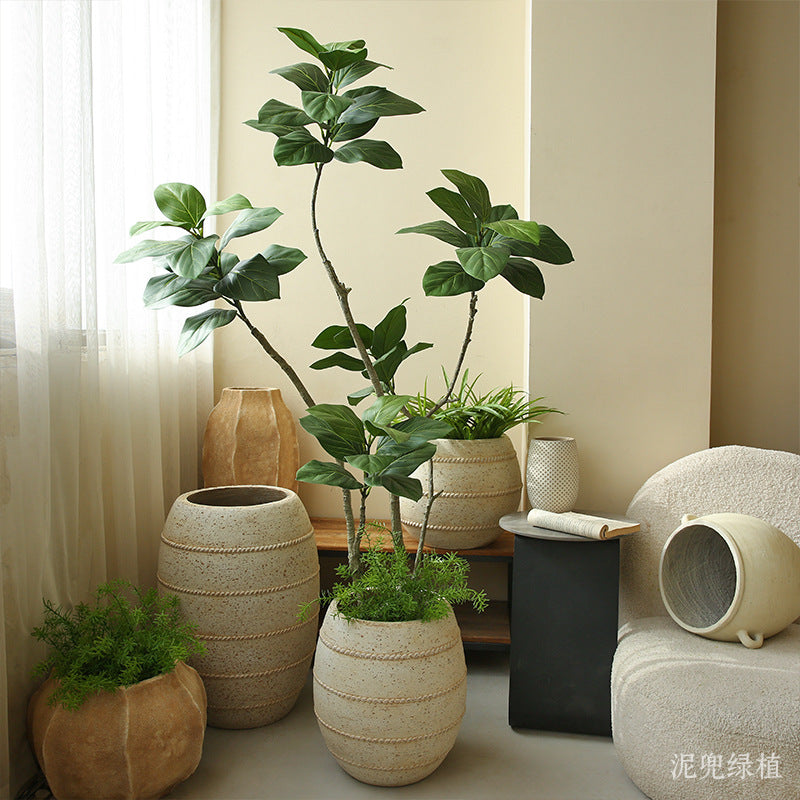 Silent Wind Cement Vase Flower Pot Indoor Living Room Desktop Decoration Entrance TV Cabinet Homestay Soft Decoration Flower Arrangement Ornament