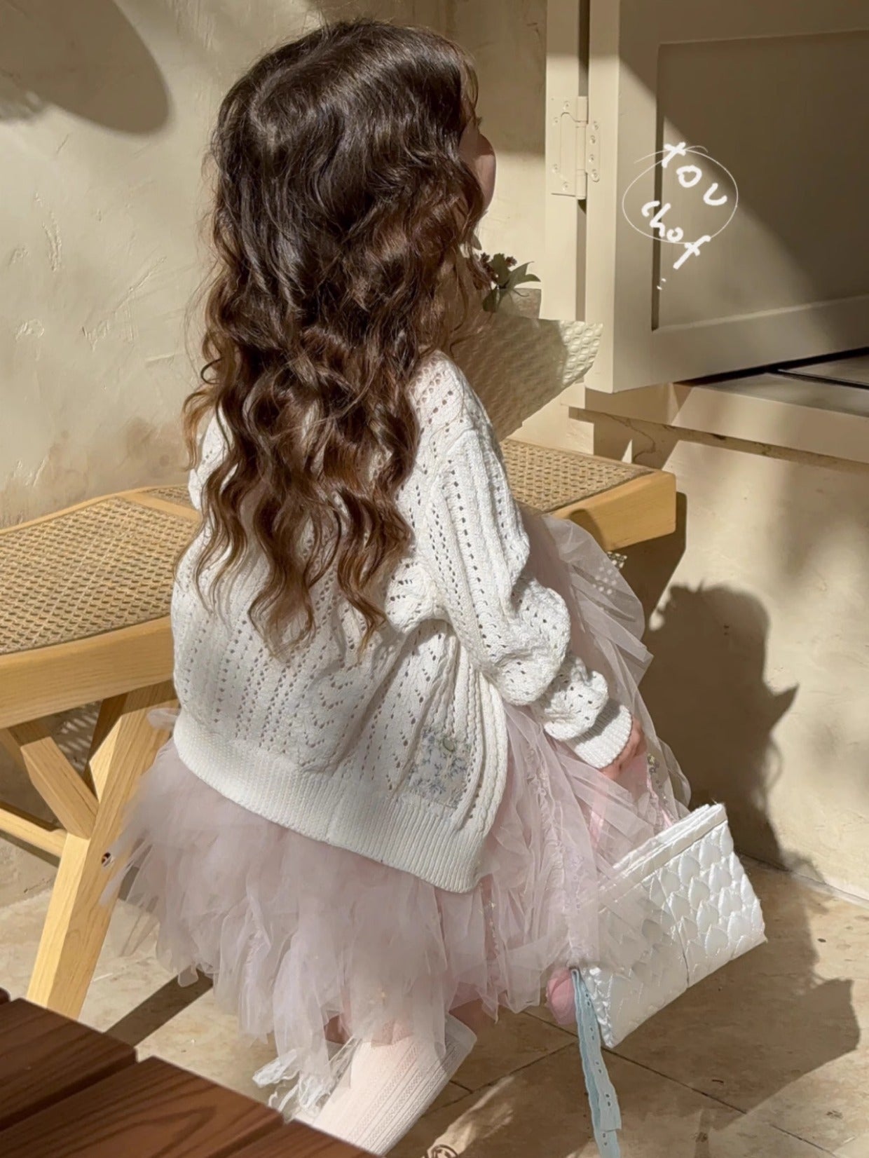 Girls Korean Style Cotton Strap Floral Mesh Princess Dress