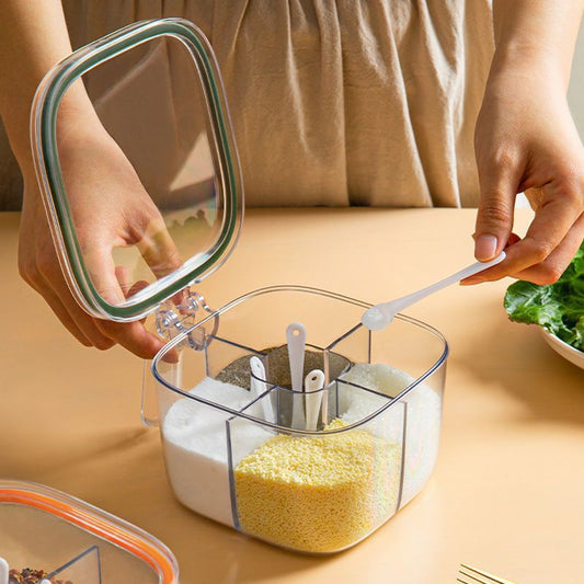 Seasoning Box Household Kitchen Seasoning Jar Combination Set Integrated Multi-Grid Salt Msg Pepper Storage Seasoning Seasoning Bottle