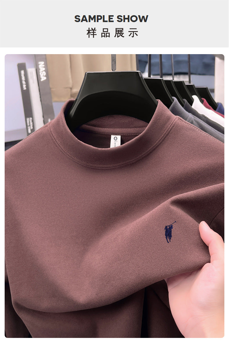 Cross-border foreign trade high-end pony embroidery men's long sleeve t Half Turtleneck Thermal Base Layer Shirt for Men Inner Wear