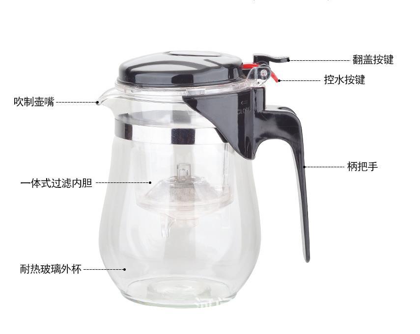 Wholesale High Borosilicate Glass Elegant Cup Heat-Resistant Glass Filter Teapot Detachable Washable Tea Brewing Pot Tea Infuser Exquisite