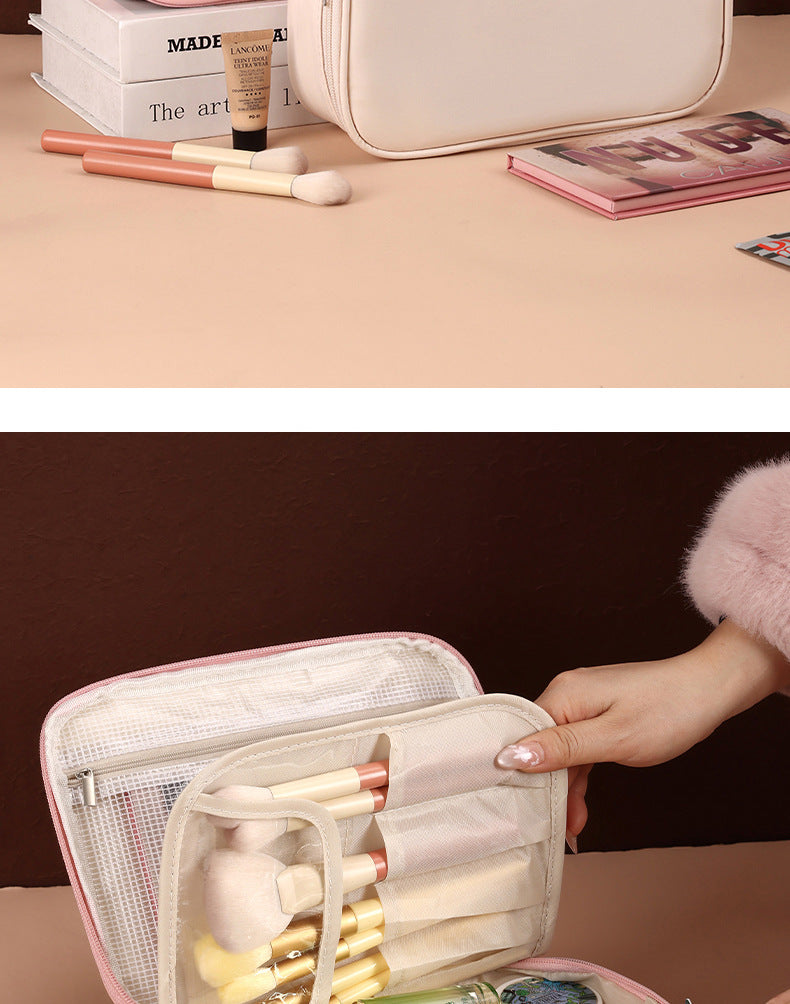 Cross-Border New Detachable Makeup Bag Waterproof Large Capacity Storage Bag Portable Handheld Free Partition Toiletry Bag
