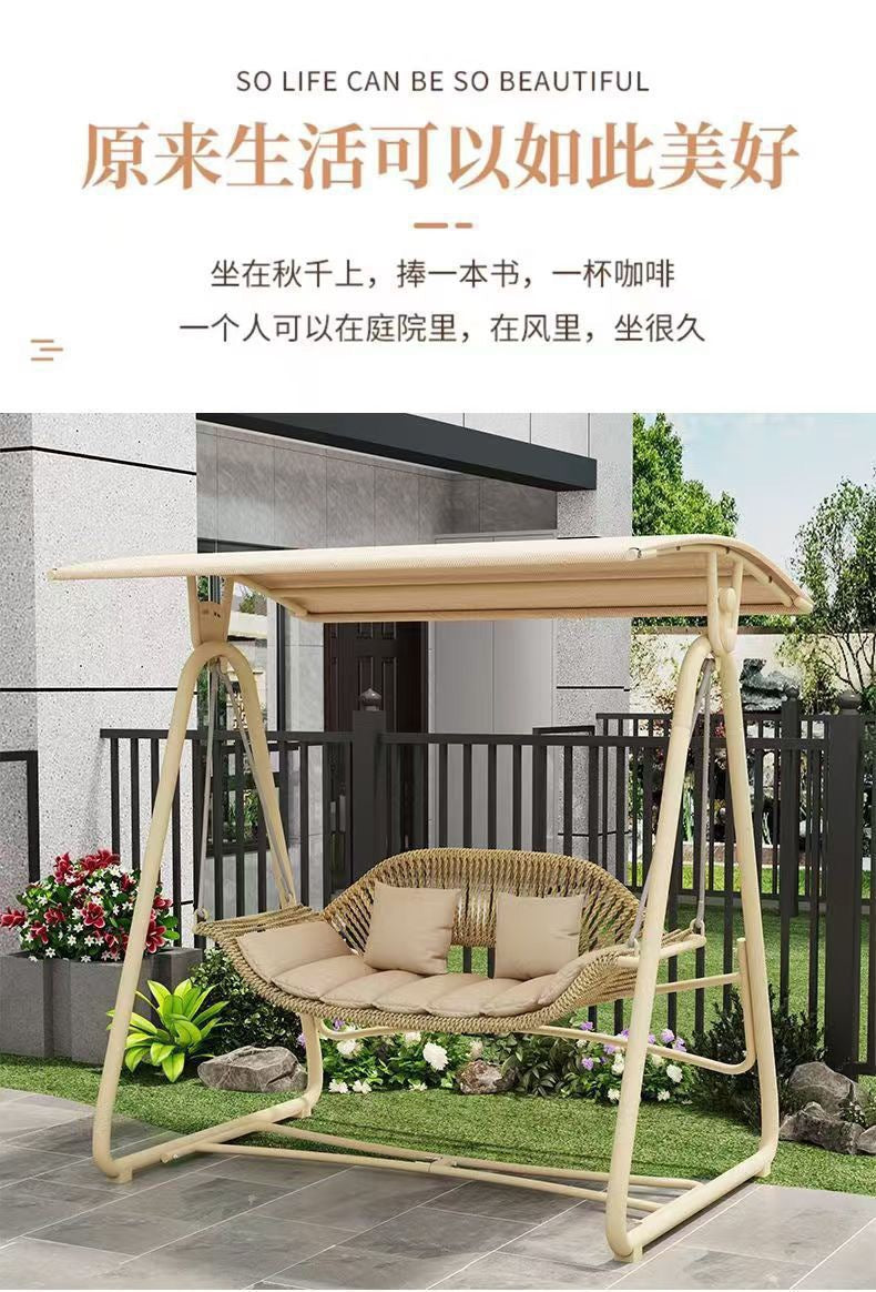 Outdoor Swing Courtyard Cradle Hanging Chair Villa Garden Balcony Terrace Leisure Lazy Internet Celebrity Double Swing Chair