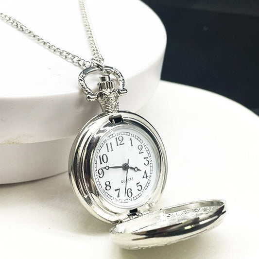 In Stock Fast Delivery Medium Size Sticker Flip Cover Retro Pocket Watch Children's Watch DIY Necklace Watch Student Watch Wholesale with Pictures