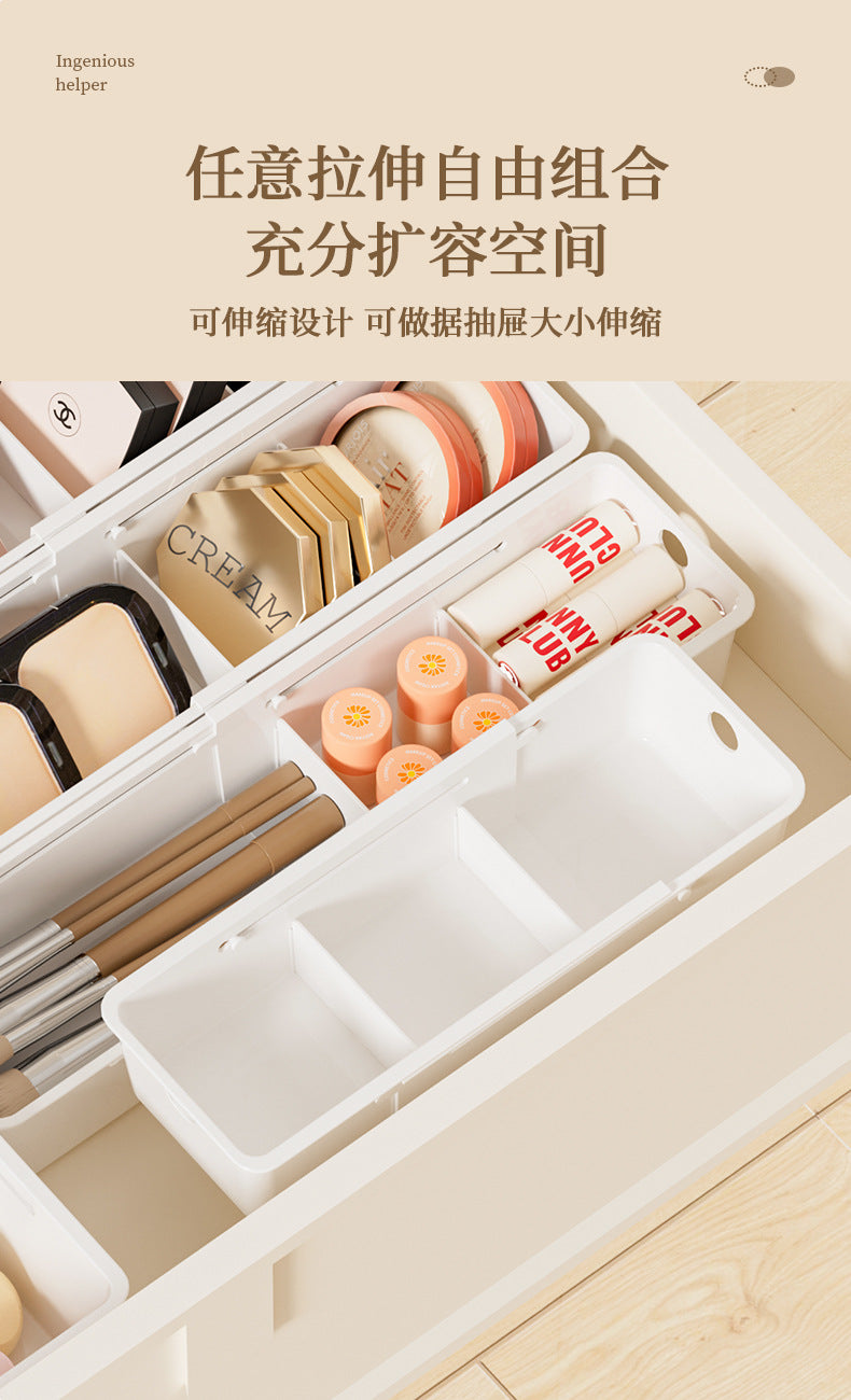 Drawer Storage Box Expandable Cabinet Divider Box Kitchen Tableware Desktop Cosmetics Miscellaneous Organizer Box