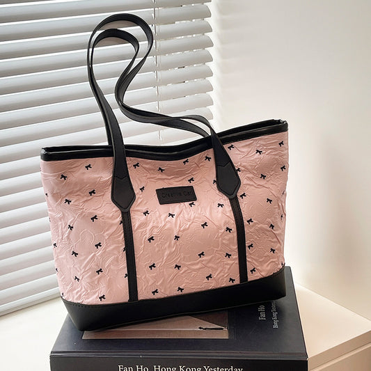 Class Commuting Tote Bag Large Capacity Heart Summer Stylish2025New style casual bowknot single shoulder underarm bag