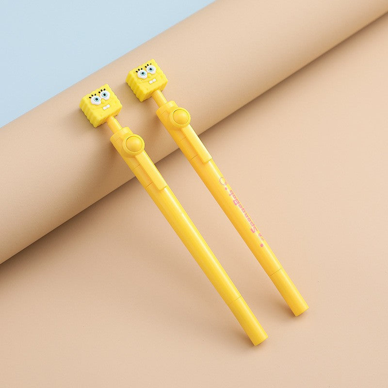 Factory Direct Sale Patrick SpongeBob SquarePants Rotating Pen Cute Gel Pen with Rotating Beads High-Value Student Stress Relief Pen