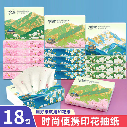 【School Opening Season】Flower Language Series Printed Tissue Paper Five-Layer Thickened Dry and Wet Dual-Use Portable Household Tissue Paper http://detail.1688.com/offer/970464521523.html