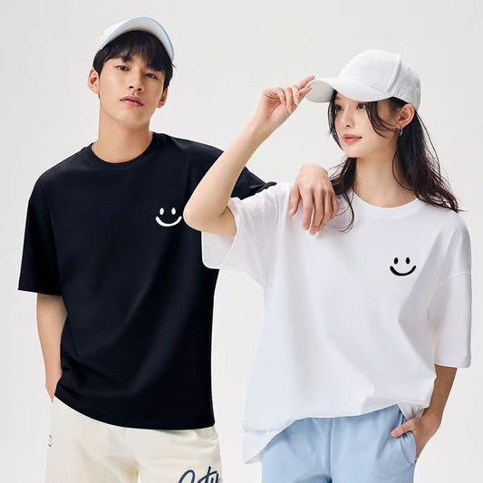 Ice Silk Cool Short Sleeve Men's Loose Student Black and White Half Sleeve T-Shirt Summer Trendy Round Neck T Shirt All-Match Bottoming Shirt