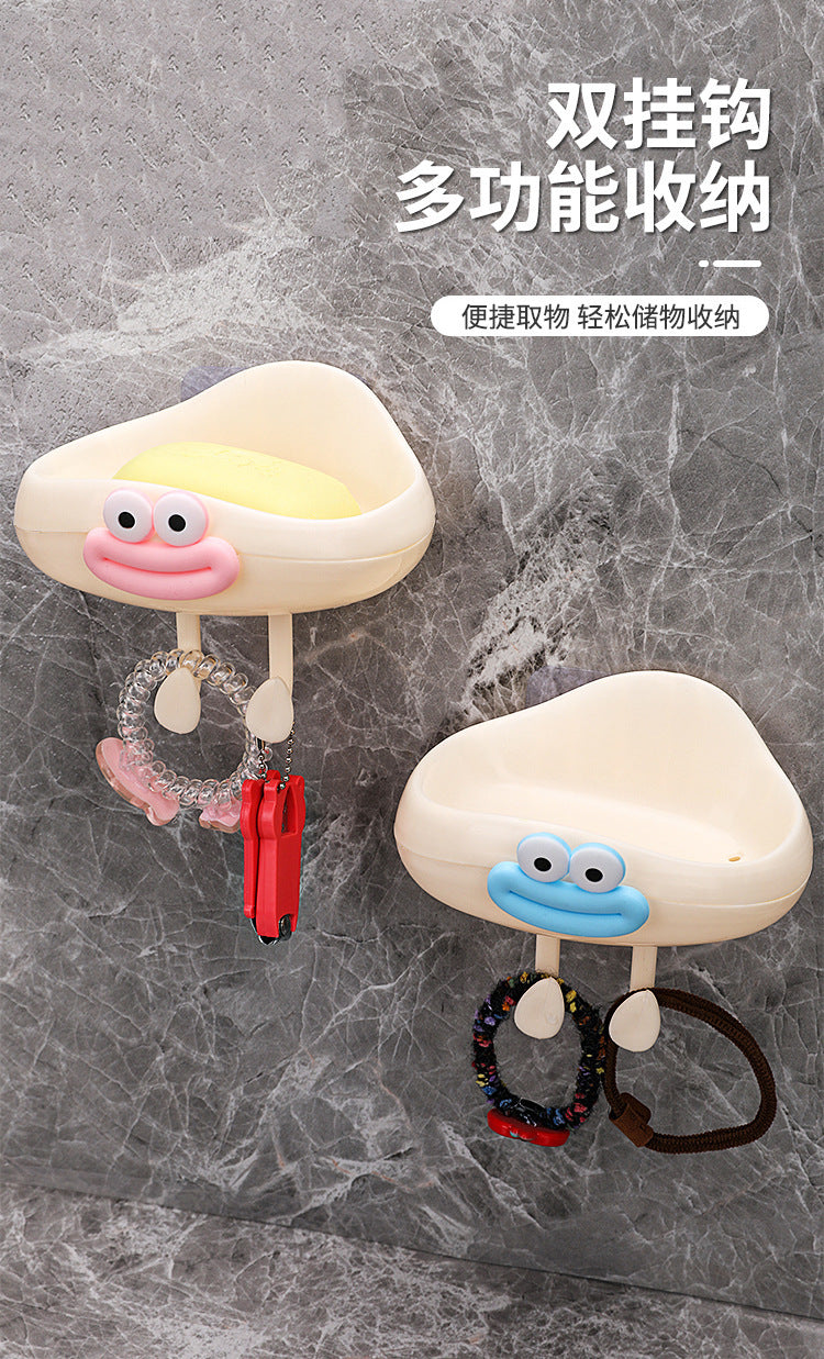 Cream Cloud Soap Holder Home Wall-Mounted No-Drill Soap Box Bathroom Draining Cream White Cloud Soap Holder