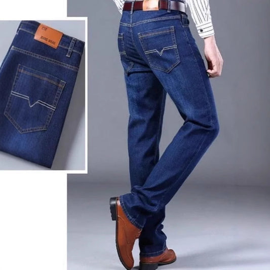 Lightweight Stretch Jeans for Men, Summer Slim Fit Straight Leg Versatile Casual Wear-resistant Work Pants