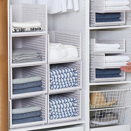 Extra Large Drawer Wardrobe Organizer Rack Clothes Storage Basket Plastic Multi-layer Stackable Compartment Storage Rack Chen Hema