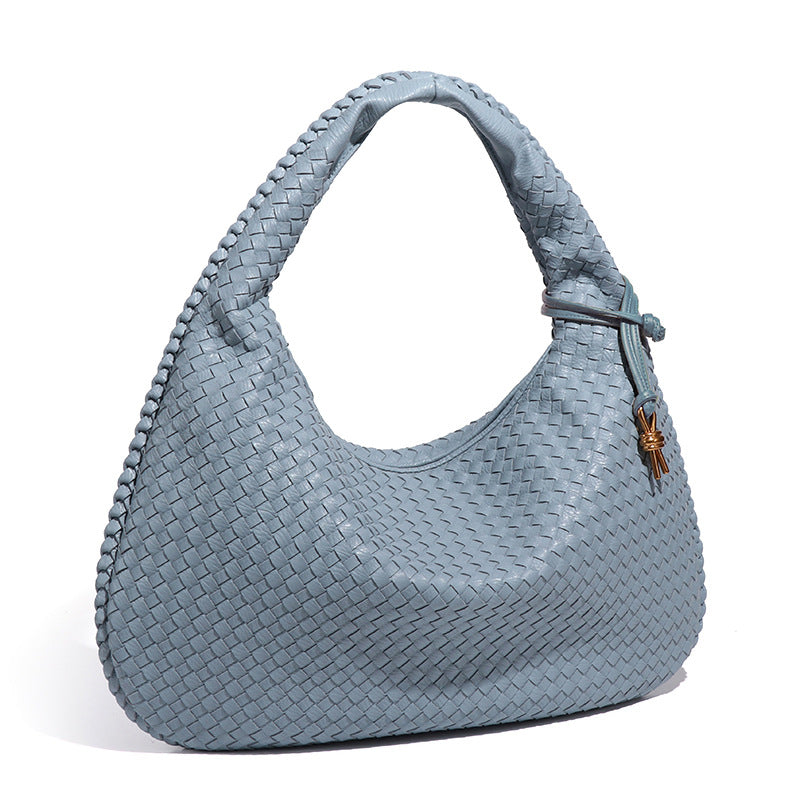 2025New Crescent Moon Women's Bag Fully Handwoven Handheld Dumpling Bag Fashionable Versatile European and American Style Single Shoulder Underarm Bag