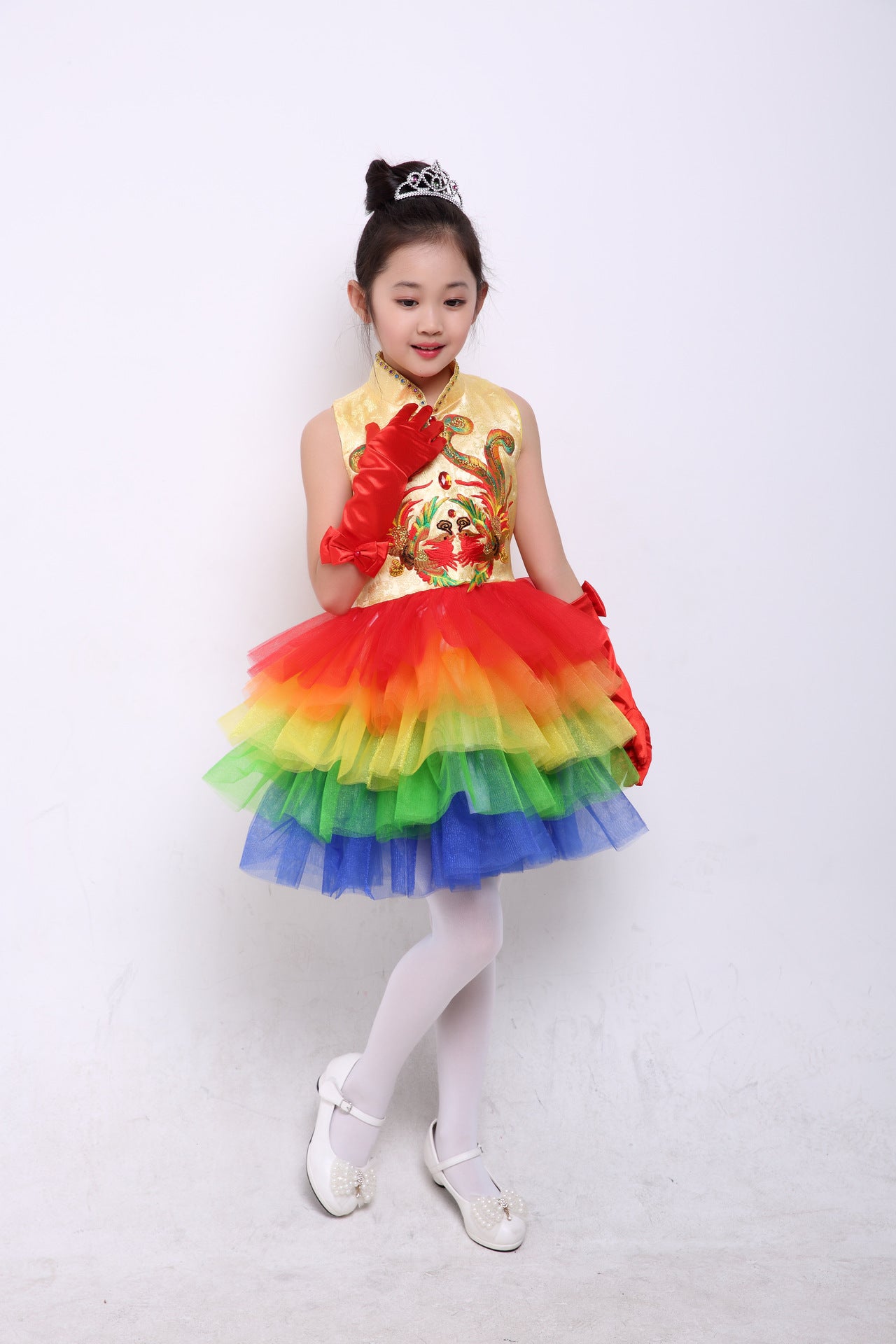 Children's Performance Costumes for Boys and Girls Chinese Style Primary and Secondary School Students Chorus Costumes Princess Dress Puffy Skirt Long Pants Performance Costumes