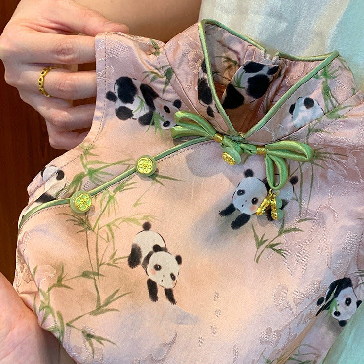 Sweet Little Girl Chinese Style Outfit Summer New One-Year-Old New Chinese Style Baby Girl Stylish Vest Pants Two-Piece Set