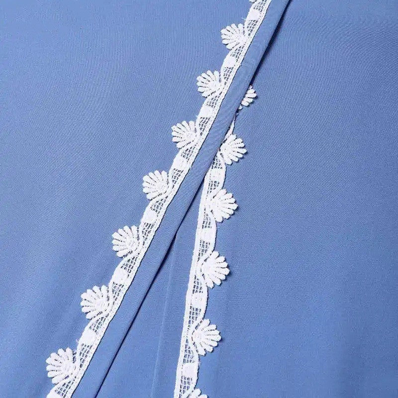 H726#Muslim Women's Clothing Lace Long Robe Dress Fashion Long Sleeve Vest Women's Spring Casual Dress