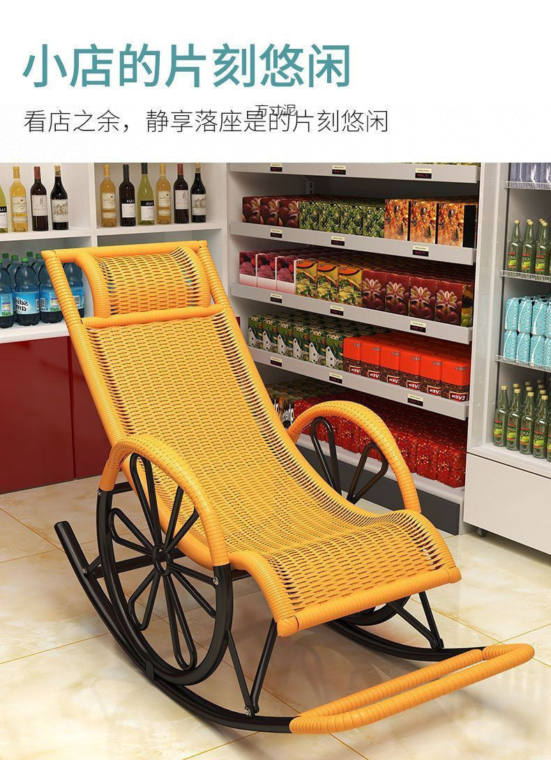 Rocking Chair Recliner Rocking Lazy Chair Rattan Chair for Adults Home Outdoor Living Room Balcony Nap Elderly Leisure Rattan Chair Factory