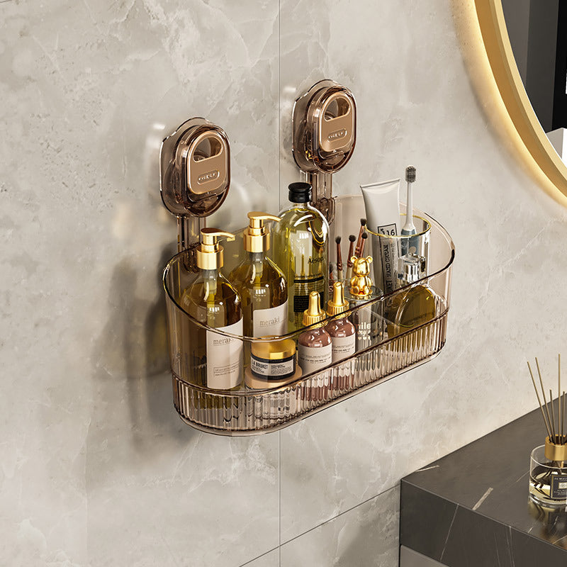 Suction Cup Storage Rack for Home Bathroom Wall, No Drilling, No Trace, Wall-Mounted Storage Box for Washroom Sink