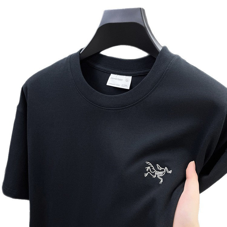 Cotton Short Sleeve T Men's T-Shirt Ancestor Bird Same Style Embroidered Fashion Wholesale Men's Round Neck Summer Thin T-Shirt