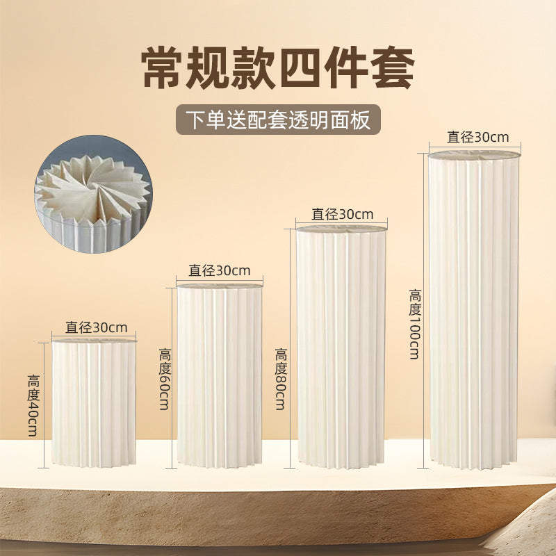 【Firefly Lantern】Live Streaming Background Decoration Foldable Round Column Paper Roman Column Folding Column Road Guide Ornament