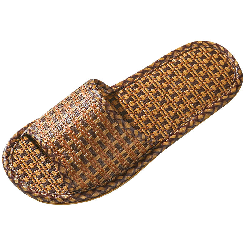 Home Rattan Grass Slippers for Women, Non-Slip Indoor Couple Slippers for Men and Women, Spring and Summer Bamboo Woven Sandals