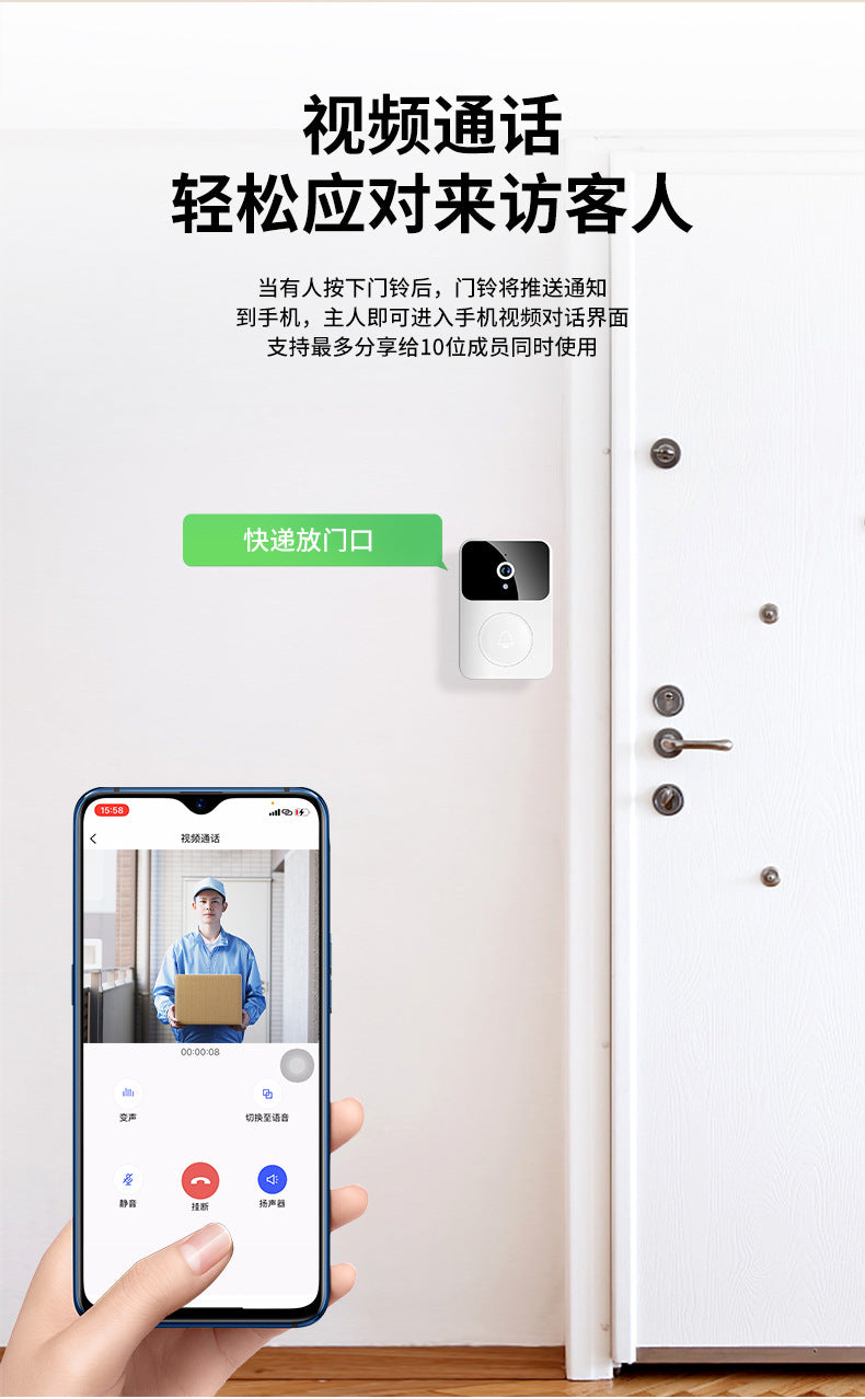 Factory Wholesale Intelligent Visual Doorbell Wireless Remote Home Surveillance Video Intercom HD Night Vision Capture