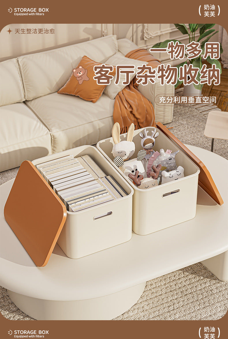 Storage Box with Lid for Household Snacks and Toys, Desktop Organizer, Kitchen Cabinet Plastic Storage Box
