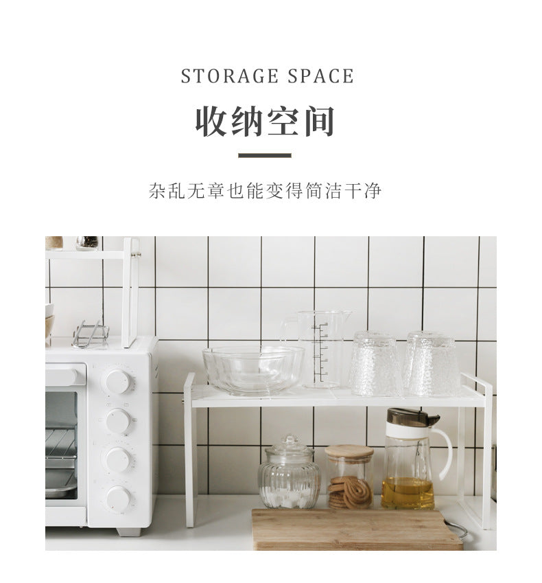 Cabinet Inner Layered Storage Rack Kitchen Countertop White Desktop Storage Rack Organizer Shelf for Seasonings, Bowls, Plates, and Cookware