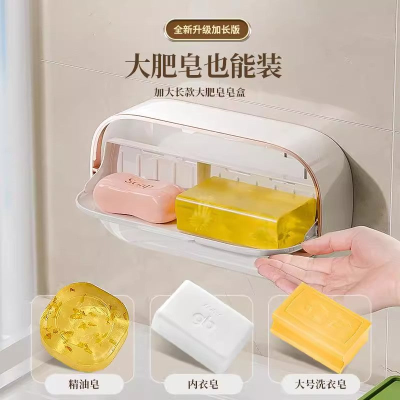 Cross-Border Hot-Selling Soap Holder Wall-Mounted Light Luxury Soap Holder Rack No-Drill Soap Box Draining Laundry Soap Box Convenient