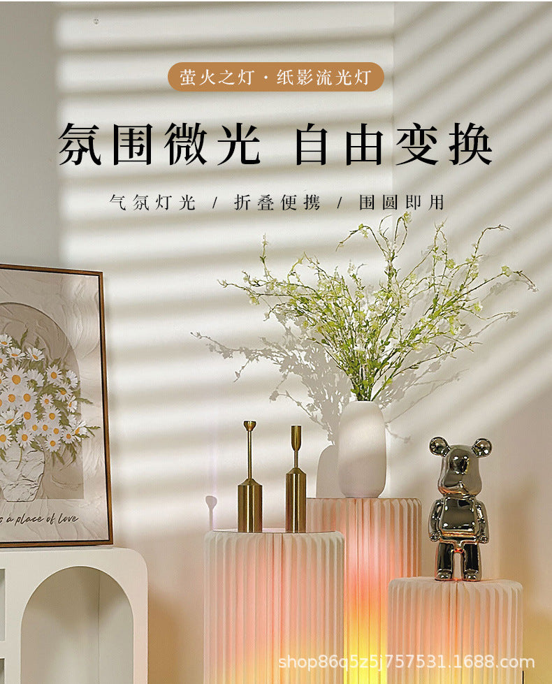 【Firefly Lantern】Live Streaming Background Decoration Foldable Round Column Paper Roman Column Folding Column Road Guide Ornament