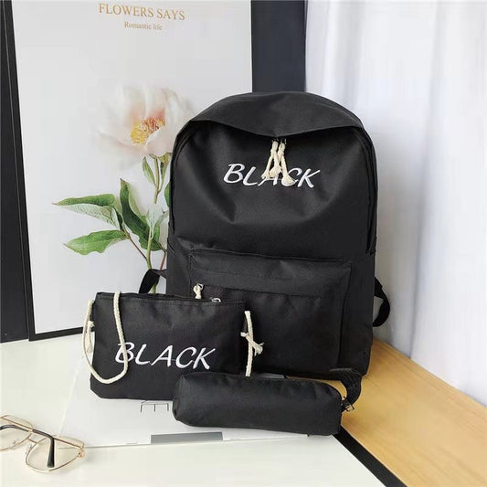 Three-piece Backpack Set New Korean Version Fashionable Backpack for Primary and Secondary School Students Large Capacity Unisex Travel Bag http://detail.1688.com/offer/940937569372.html