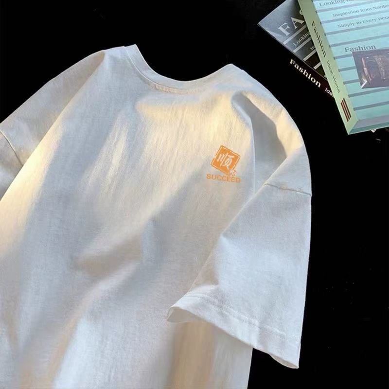 t Trendy Brand Short Sleeve T-Shirt200Summer New Pure Cotton Men's Short Sleeve Korean Style Trendy Top Fashion Base Shirt