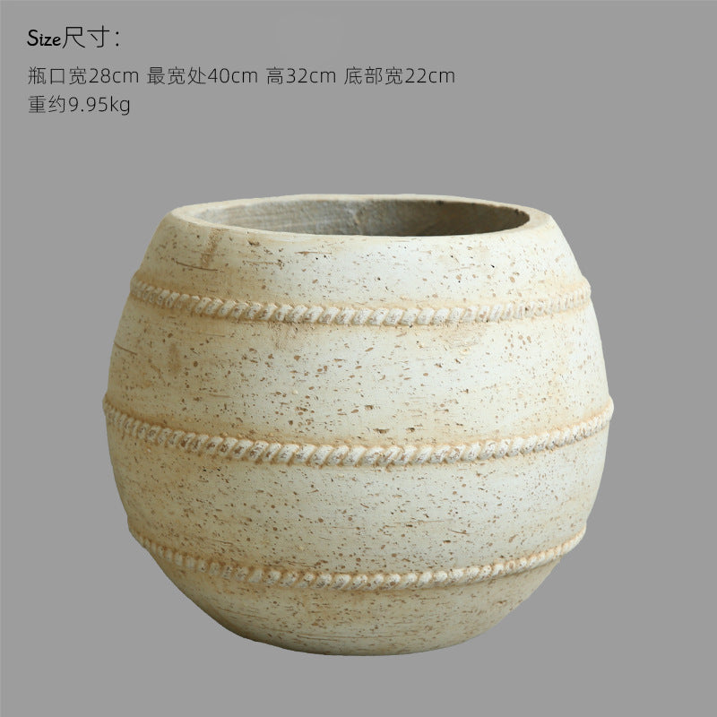 Silent Wind Cement Vase Flower Pot Indoor Living Room Desktop Decoration Entrance TV Cabinet Homestay Soft Decoration Flower Arrangement Ornament