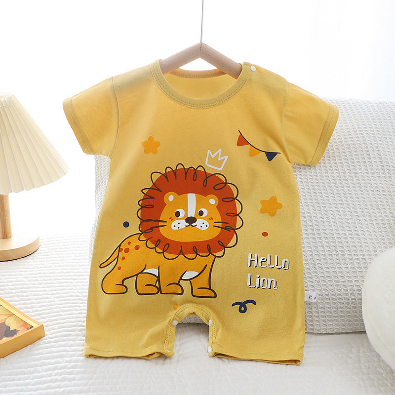 Summer New Infant Crawling Suit Pure Cotton Korean Version Thin Boys' Short Sleeve Girls' One-Piece Romper