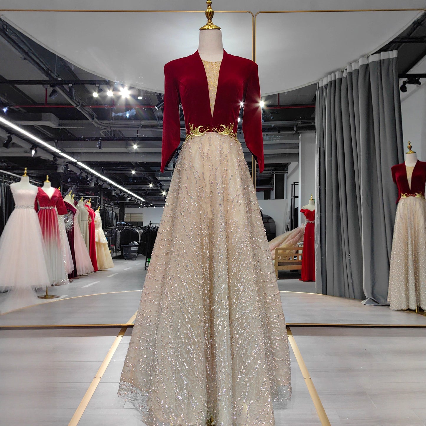 High-end chorus performance dress for women long gown2025New Elegant Host Evening Dress with High-End Feel for Ethnic Vocal Music