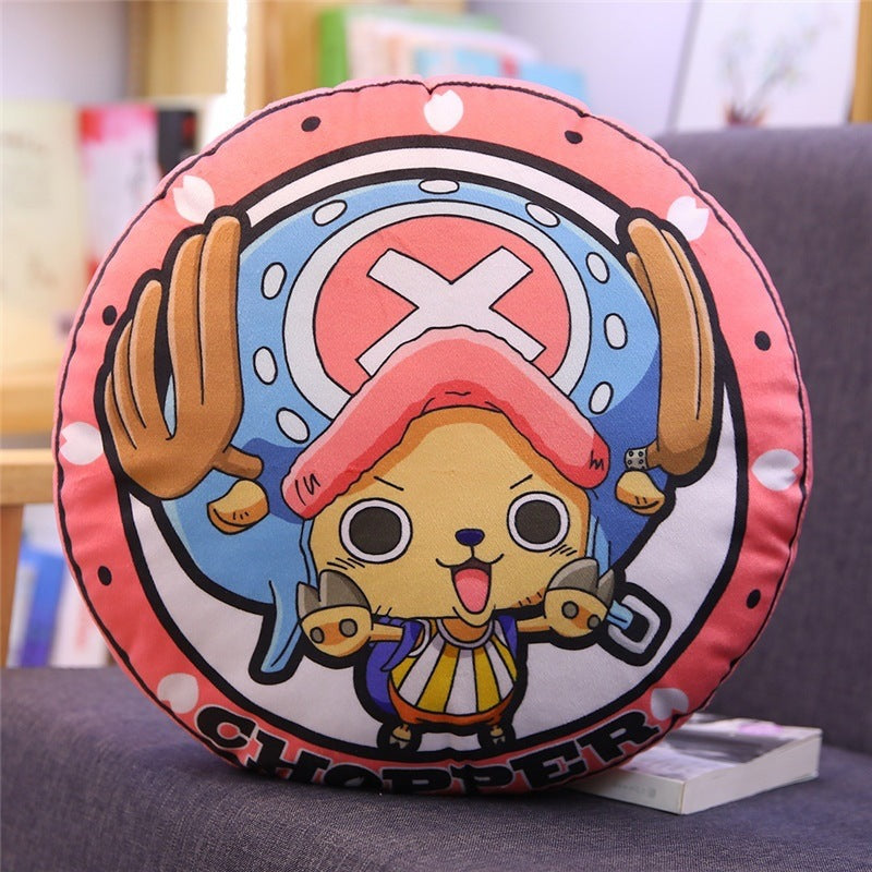 New One Piece Round Pillow Anime Merchandise Luffy Chopper One Piece Double-Sided Print Nap Cushion In Stock